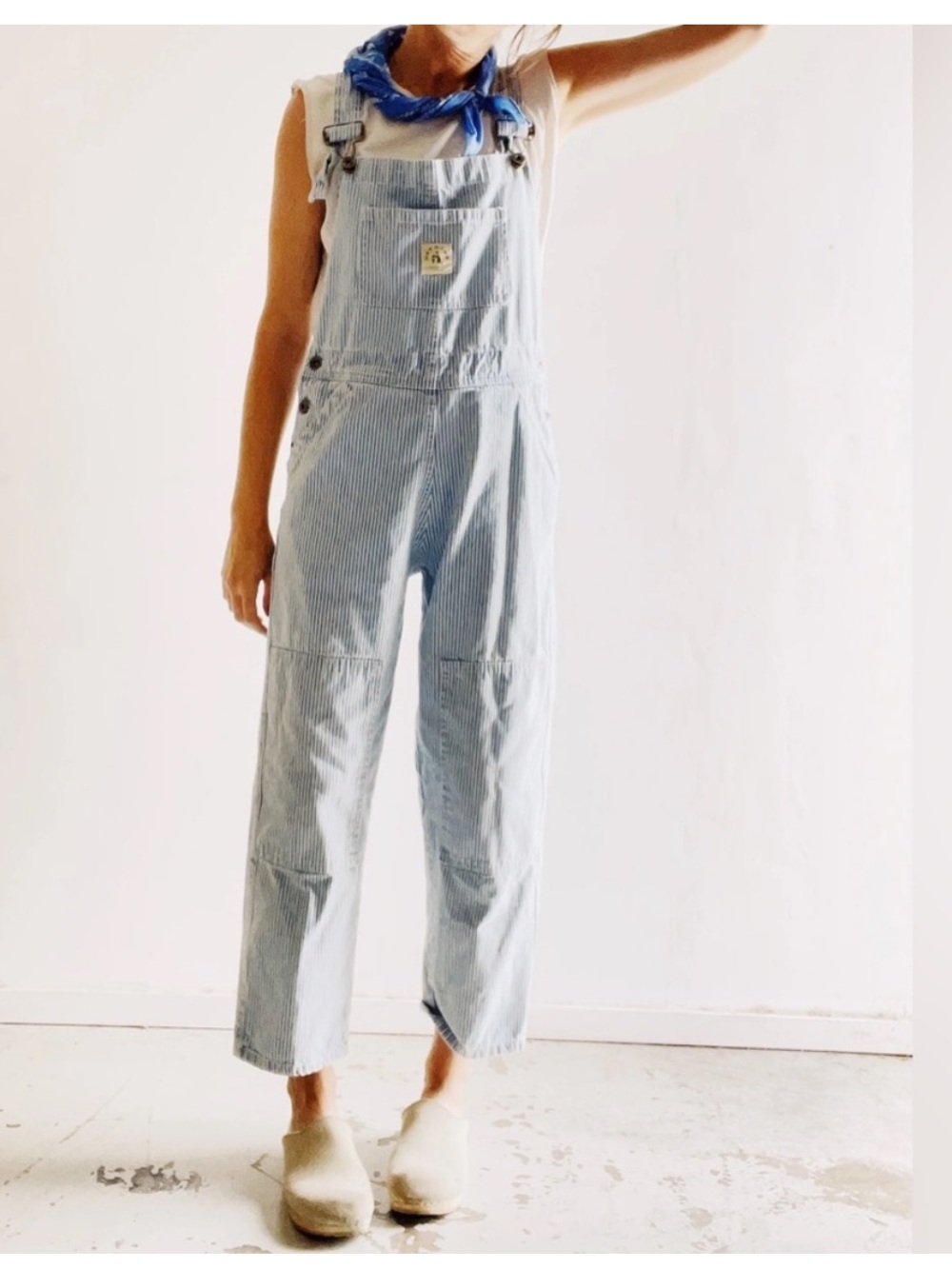 Hey Gang Overalls Knee Patch striped cotton overalls Size 00